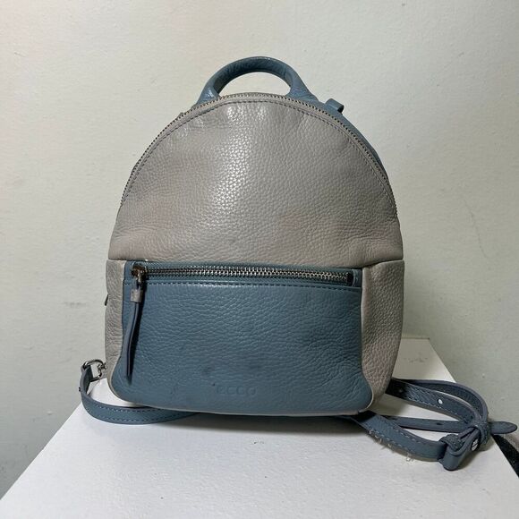 Ecco SP3 Blue and Beige Grey Leather Mini Backpack - Picture 1 of 5